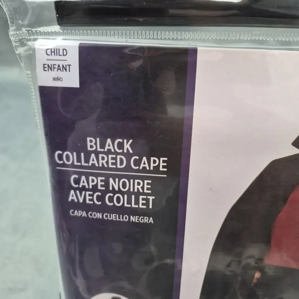 Kids Vampire Cape - Black Collared Cape with High Collar Costume - Picture 2 of 5